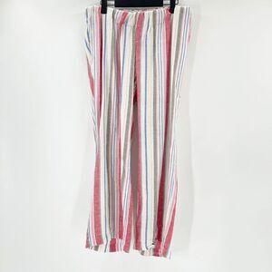 Anthropologie Womens Linen Pants Size 10 Multicolor Striped Wide Leg Mid Rise